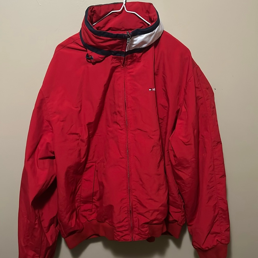 tommy hilfiger red parka
